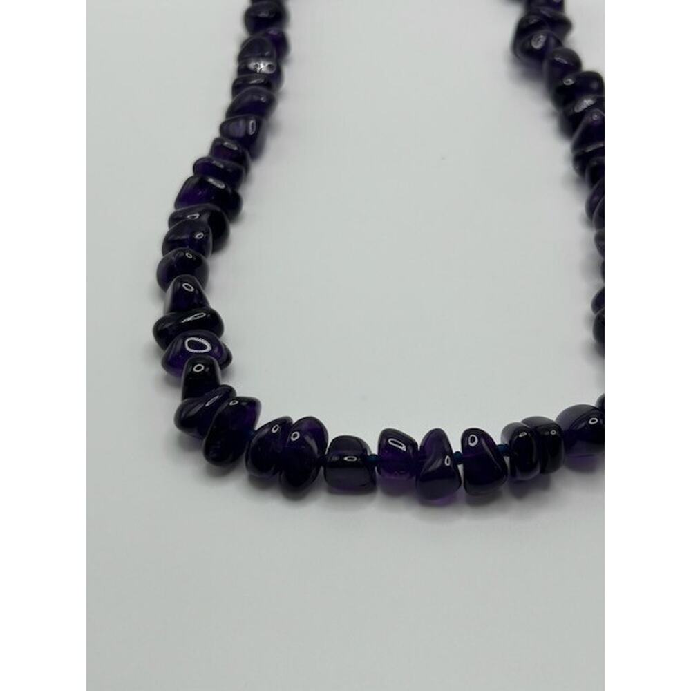 NWT Peyote Bird Amethyst Chip Beads Necklace Genuine Stone Sterling Silver 17" - Picture 6 of 9